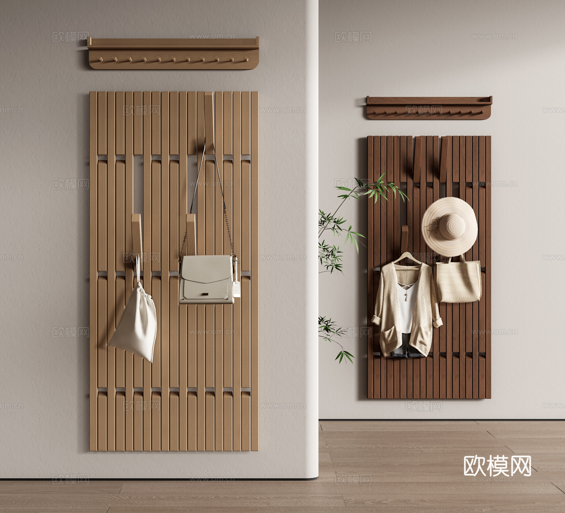 现代玄关钢琴键 洞洞板 墙饰板3d模型下载