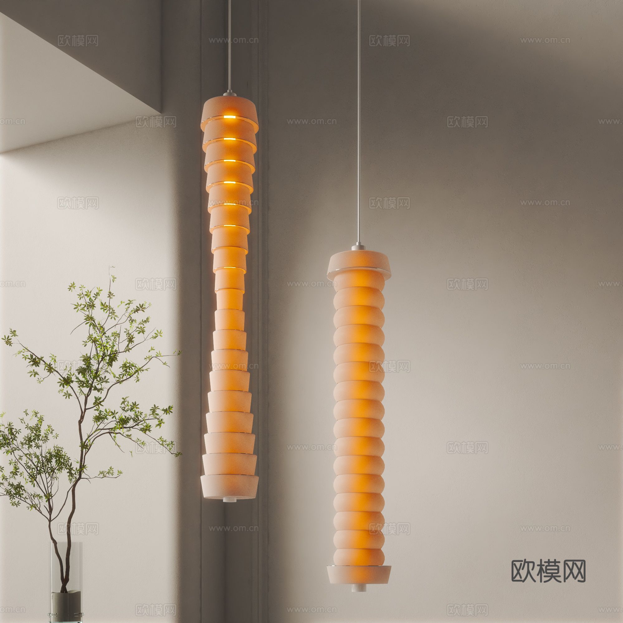 侘寂风吊灯su模型下载（渲染图1）