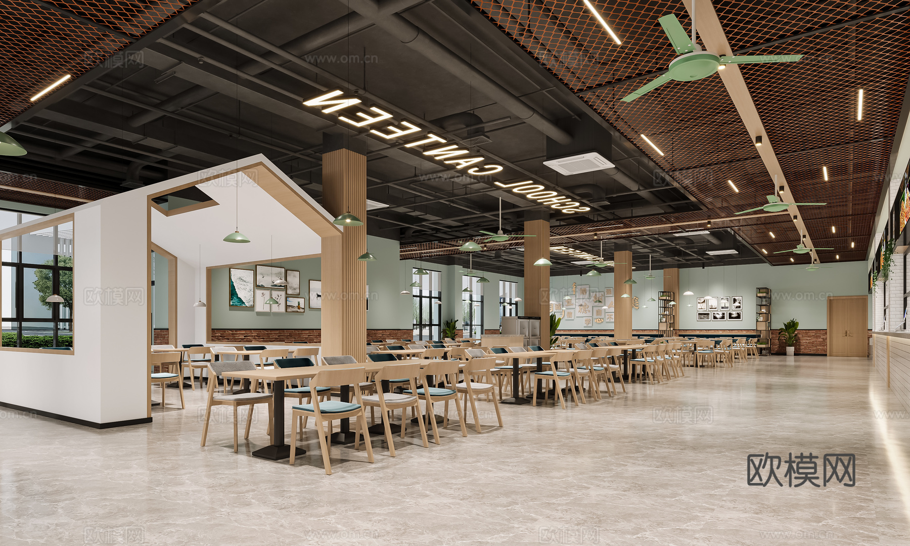 食堂3d模型下载（渲染图2）
