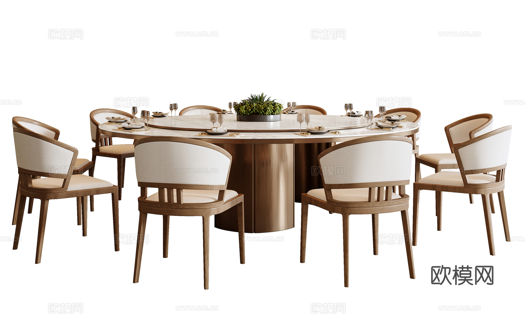 新中式餐桌椅组合3d模型下载