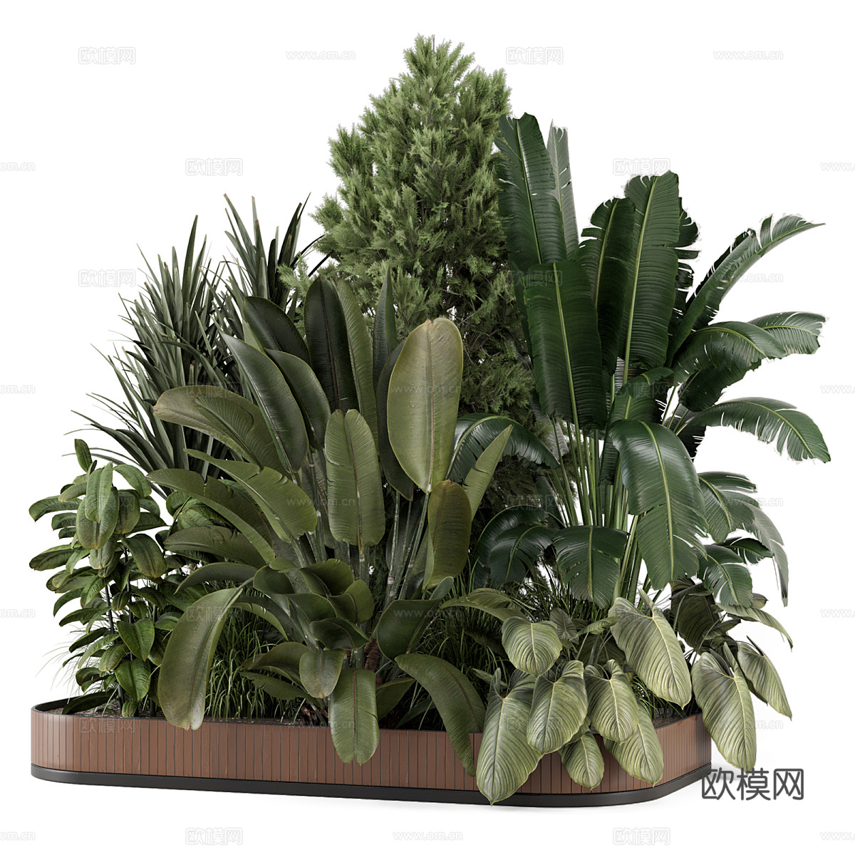 新中式庭院绿植植物堆3d模型