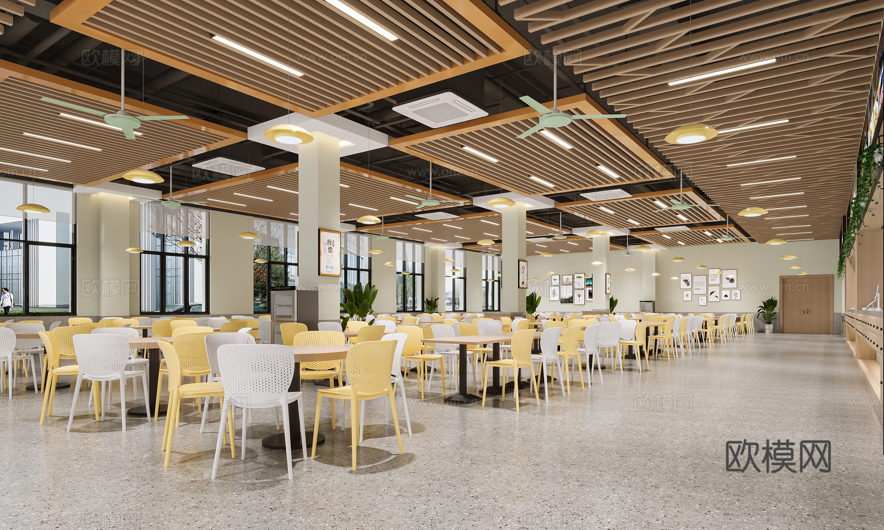 食堂3d模型下载（渲染图2）