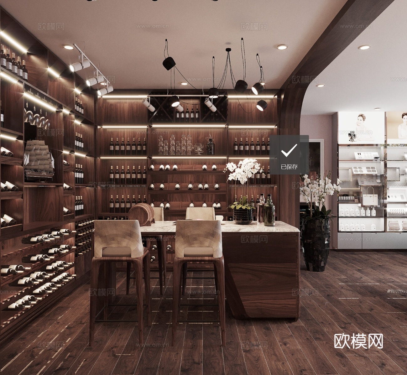 现代红酒专卖店 烟酒店 美式复古红酒专卖店 酒庄 酒柜3d模型