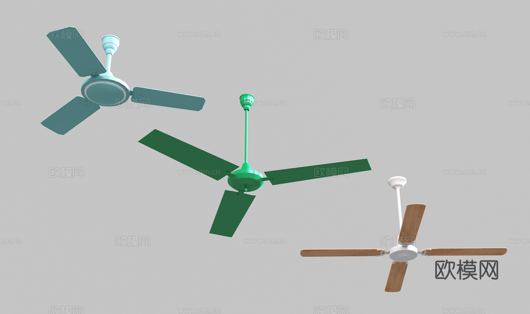 现代复古老旧吊扇 铁扇叶吊扇 电风扇3d模型