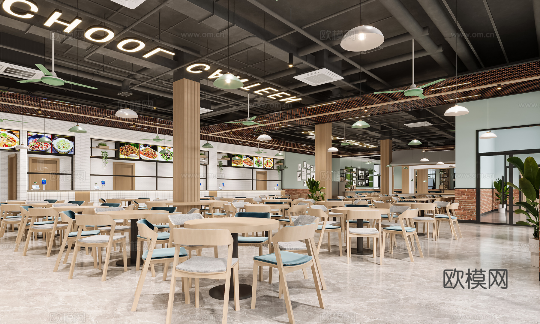 食堂3d模型下载（渲染图1）