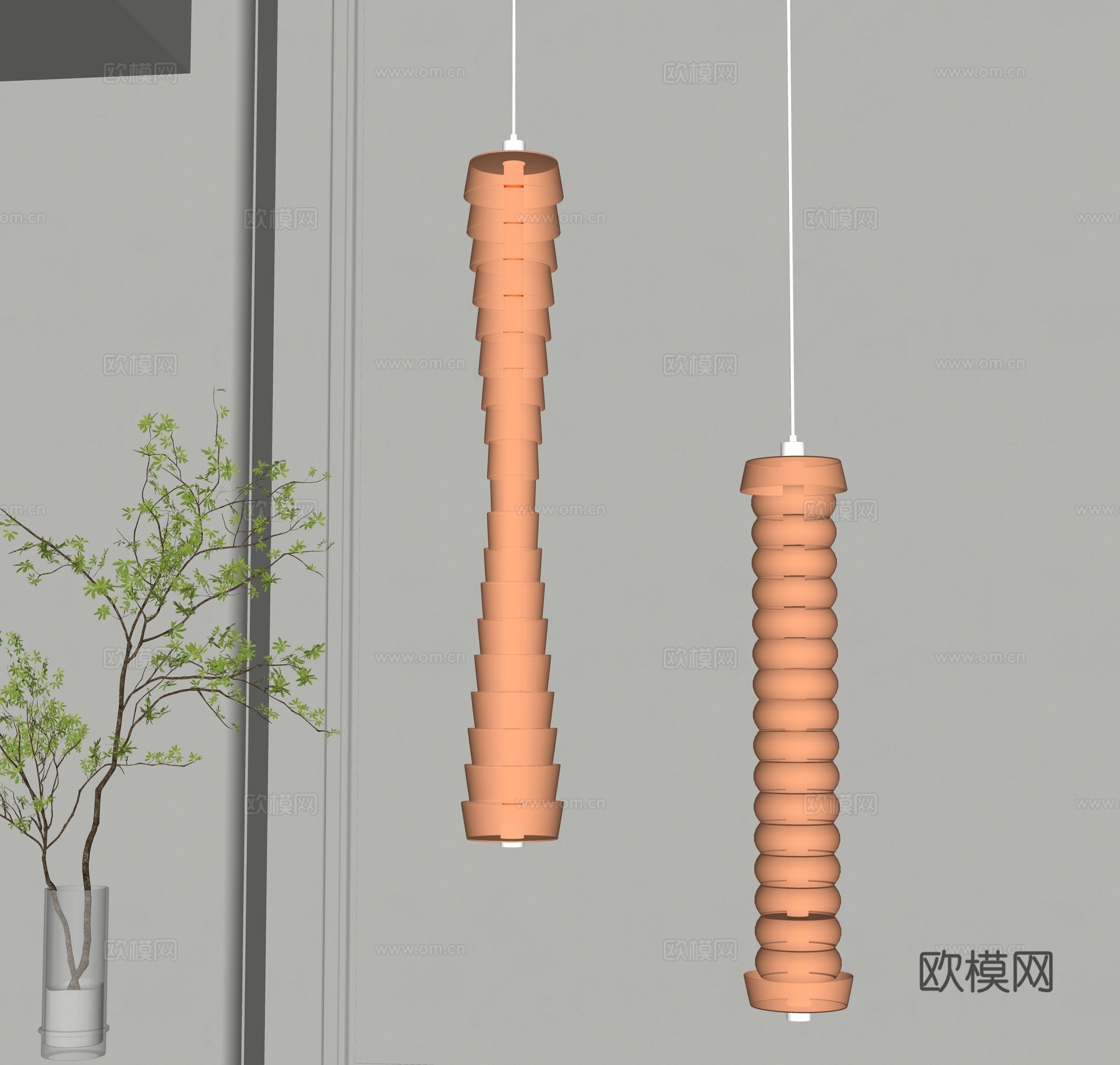 侘寂风吊灯su模型下载（渲染图2）