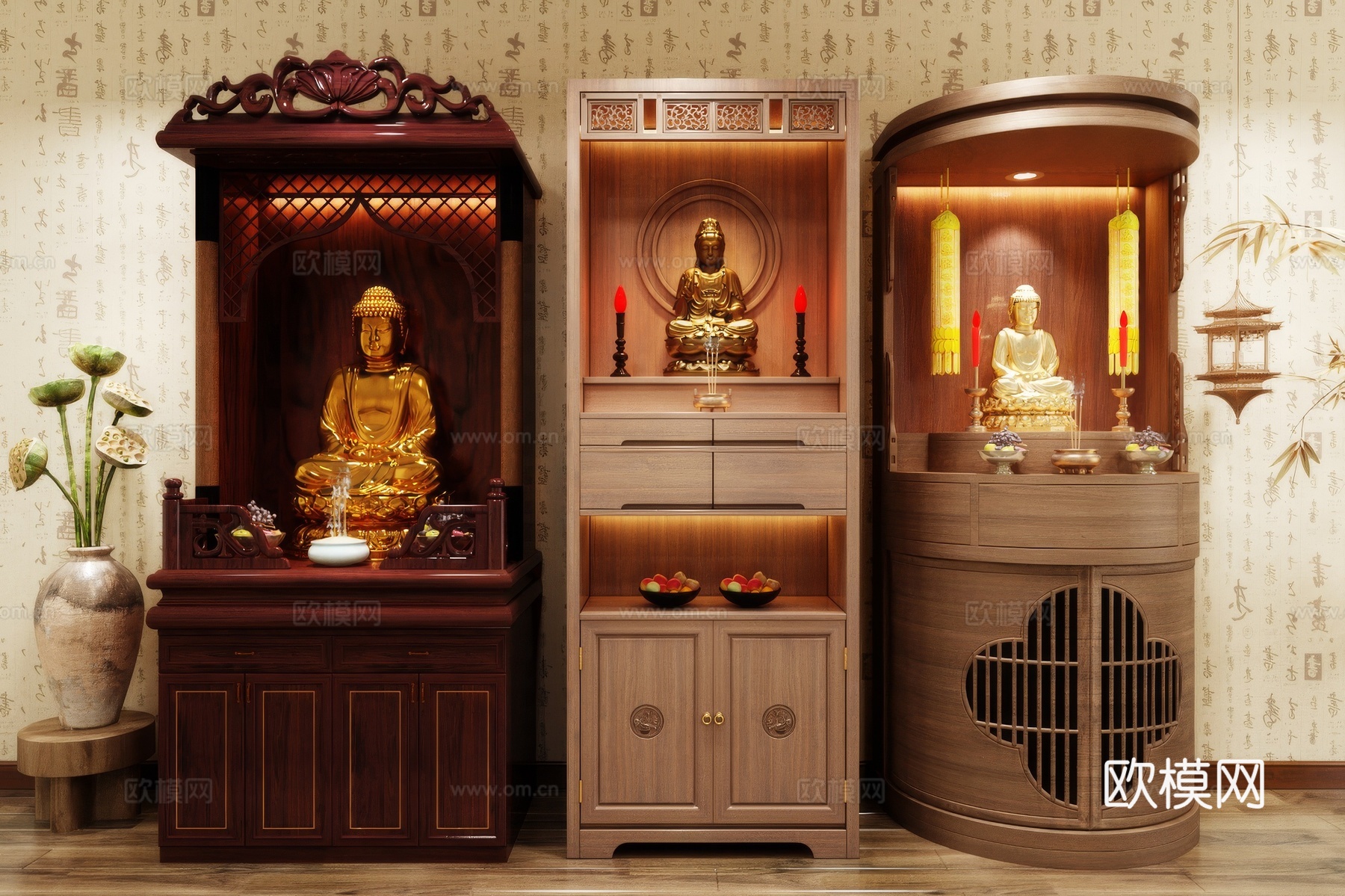 佛龛 神龛 供台 香炉台 蜡烛台3d模型下载