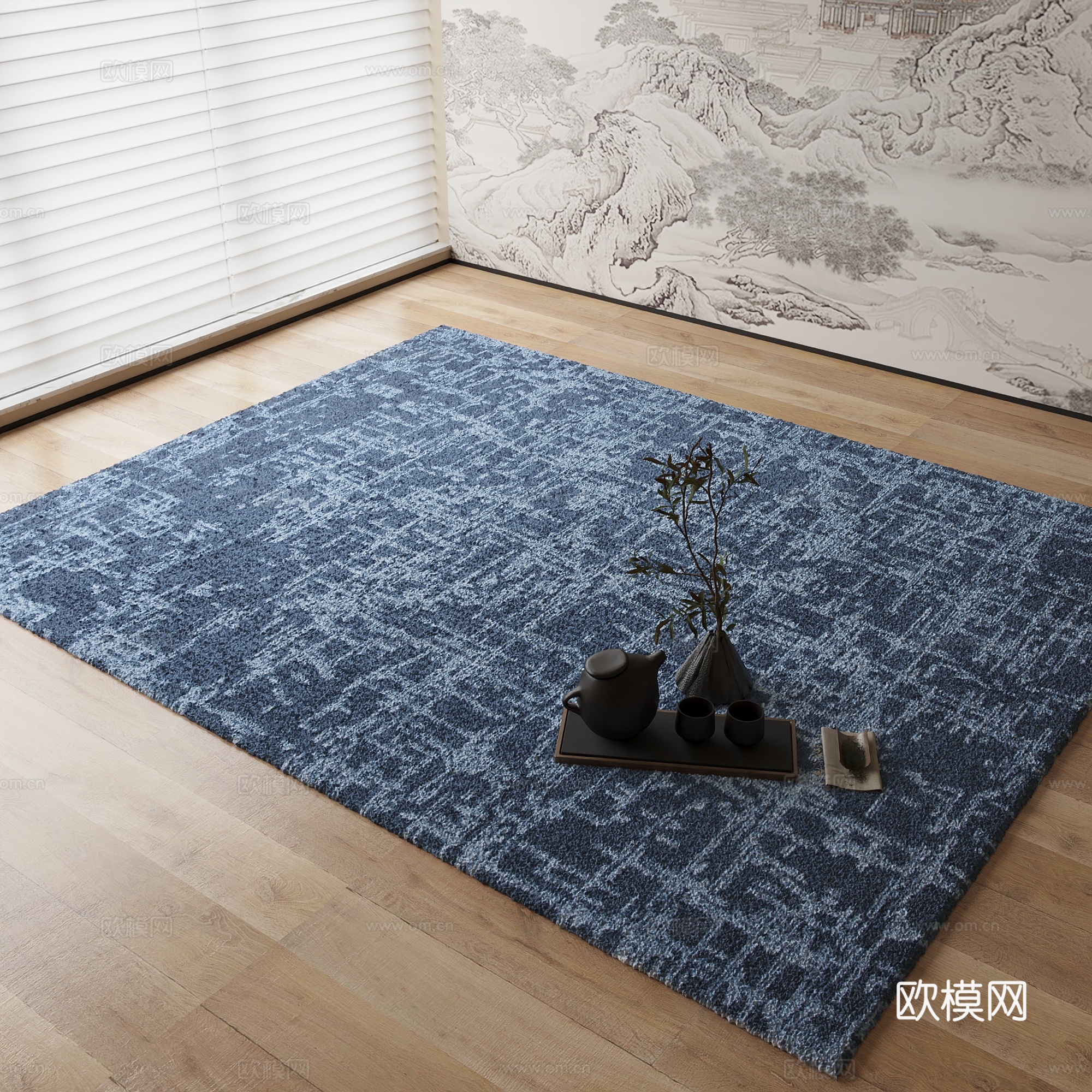 新中式地毯3d模型下载