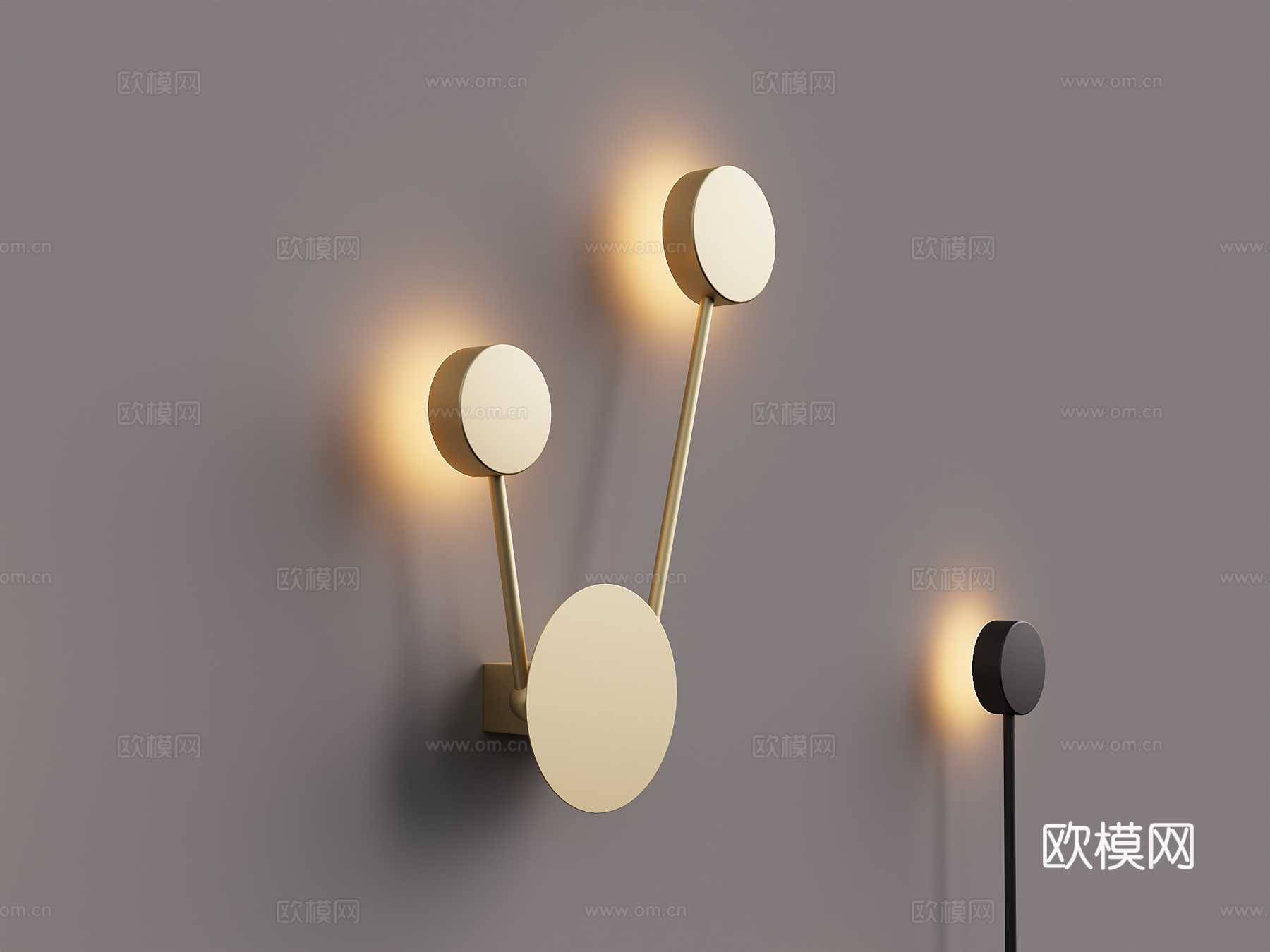 现代简约轻奢金属壁灯su模型