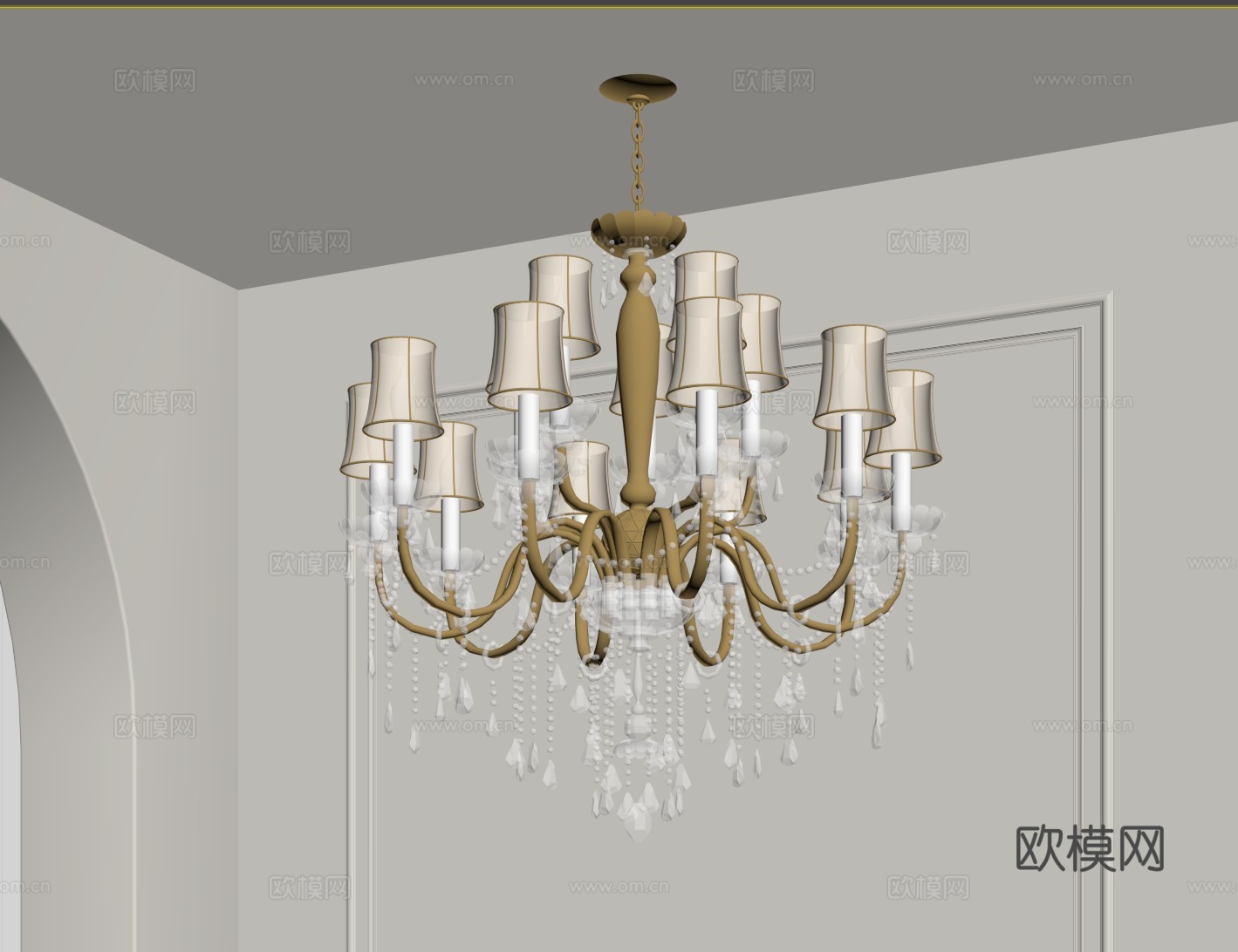欧式吊灯 装饰灯su模型下载（渲染图2）
