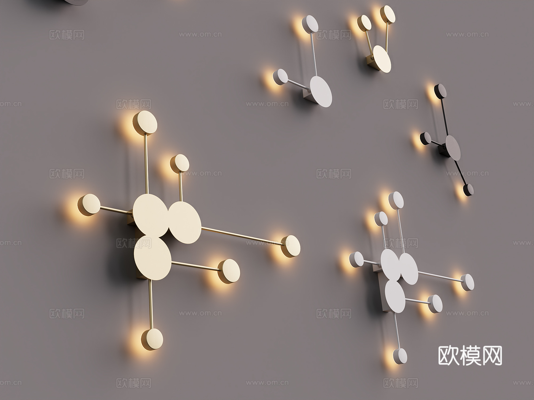 现代简约轻奢金属壁灯su模型