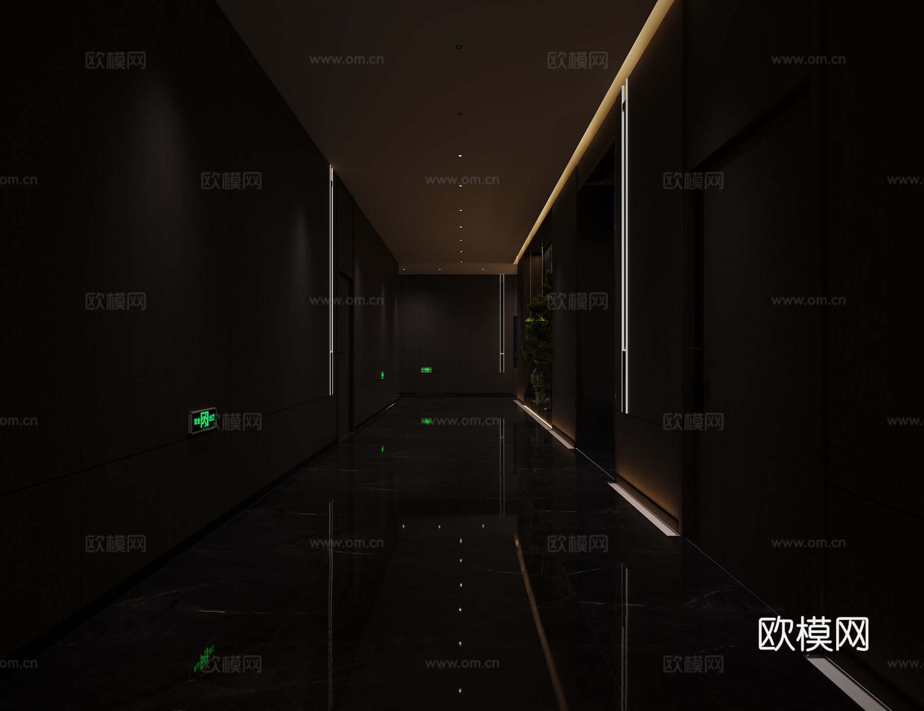 暗黑风大厅3d模型下载（渲染图2）