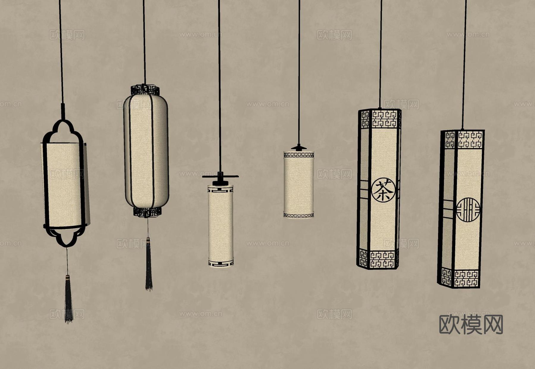 中式吊灯 新中式吊灯 中式复古吊灯 装饰吊灯su模型下载（渲染图2）