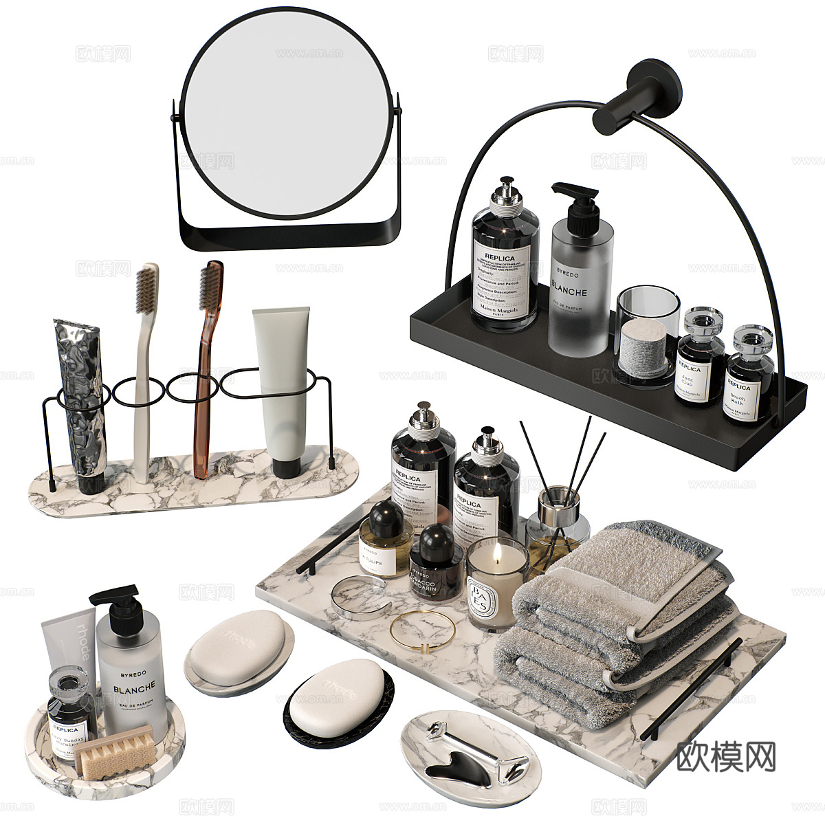 现代卫浴洗护套装3d模型下载（渲染图4）