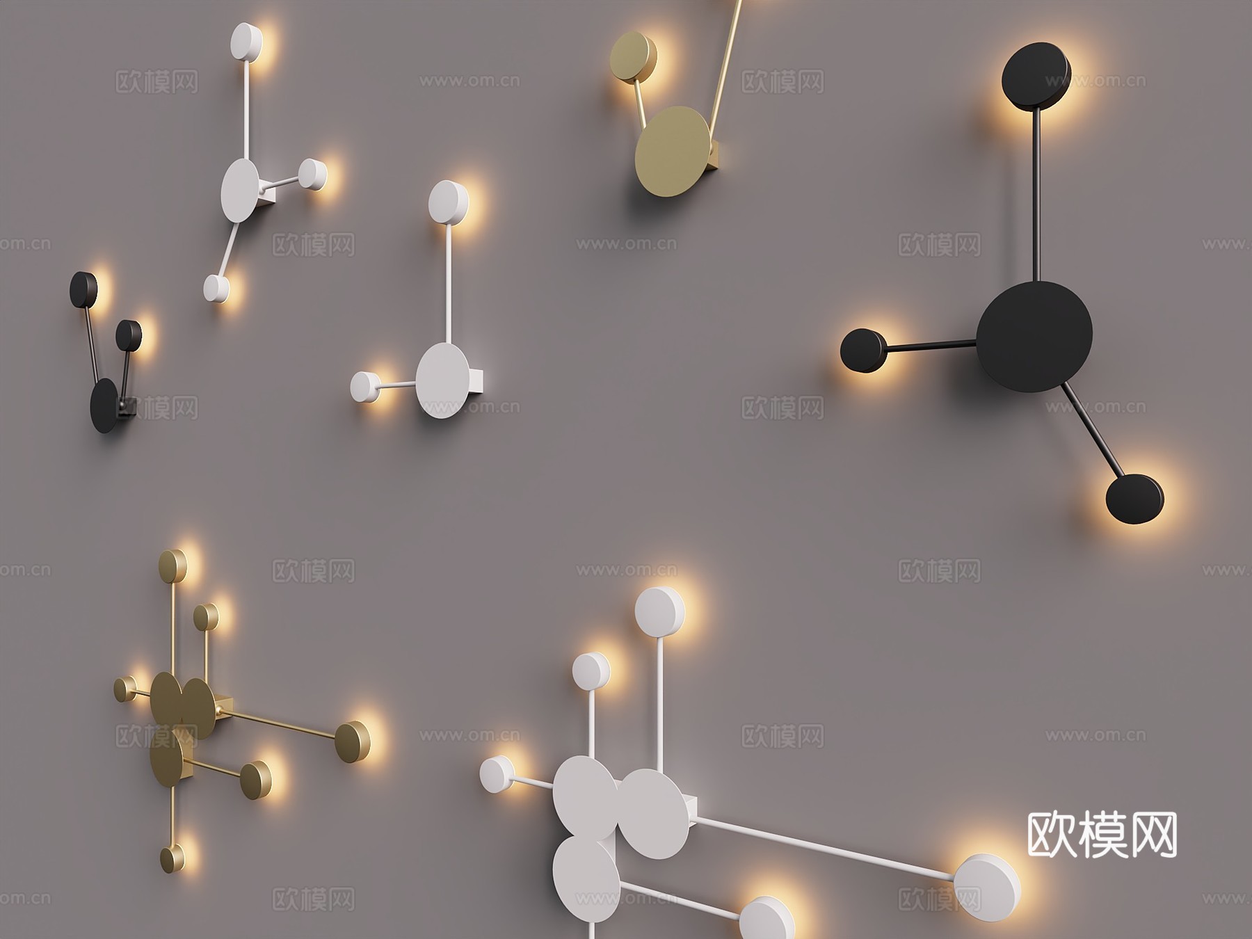 现代简约轻奢金属壁灯su模型