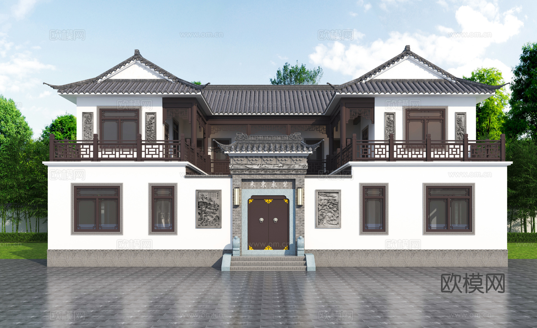 中式四合院 三合院3d模型