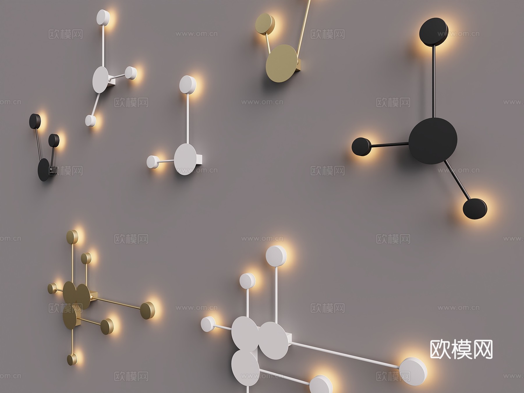 现代简约轻奢金属壁灯3d模型