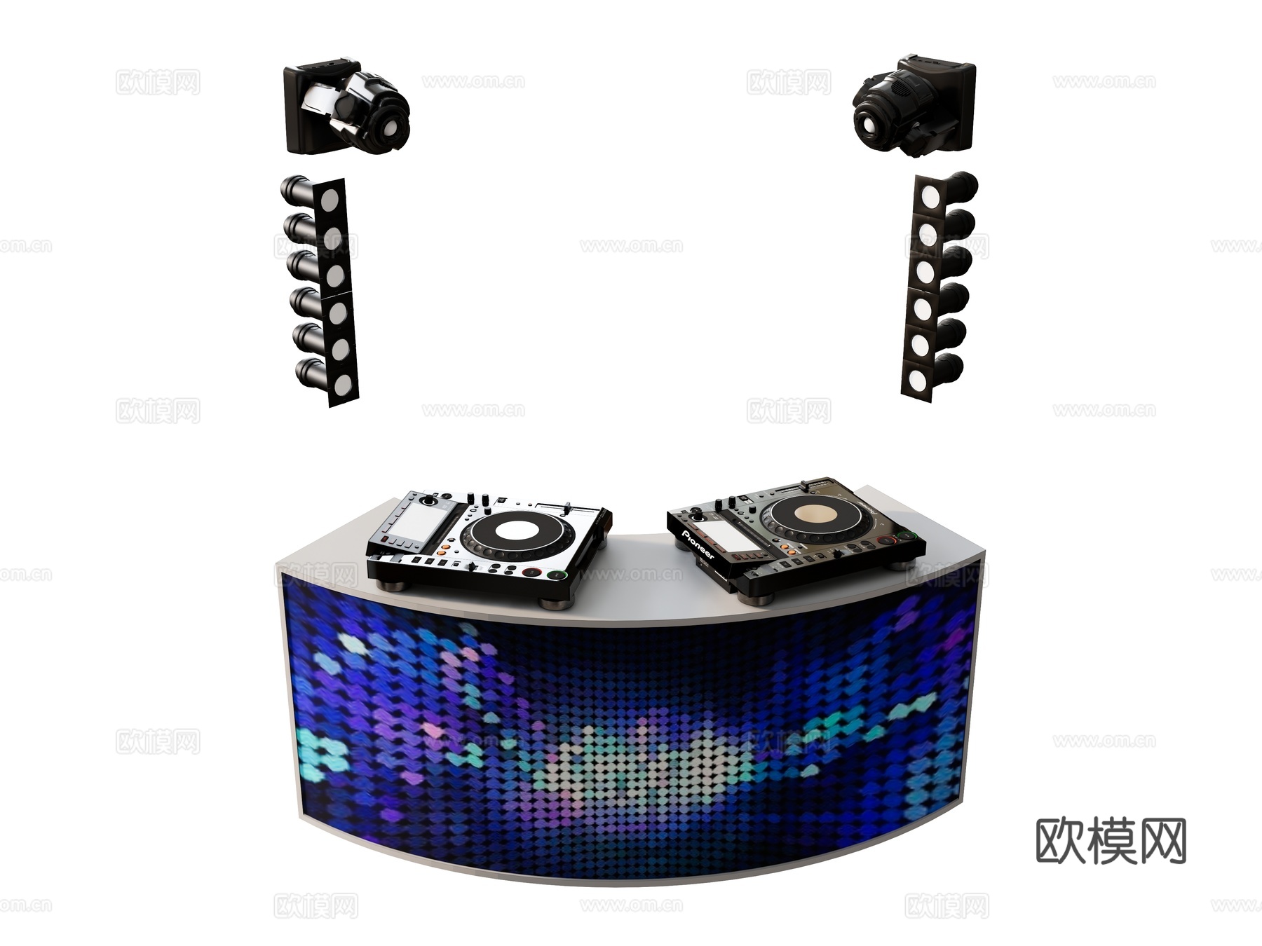 DJ乐器打碟电器   前台音响闪光灯su模型下载（渲染图1）