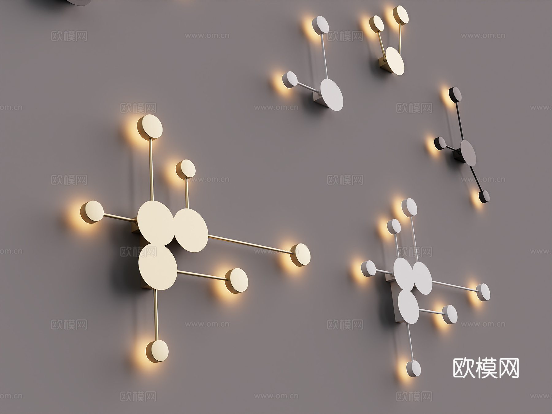 现代简约轻奢金属壁灯3d模型