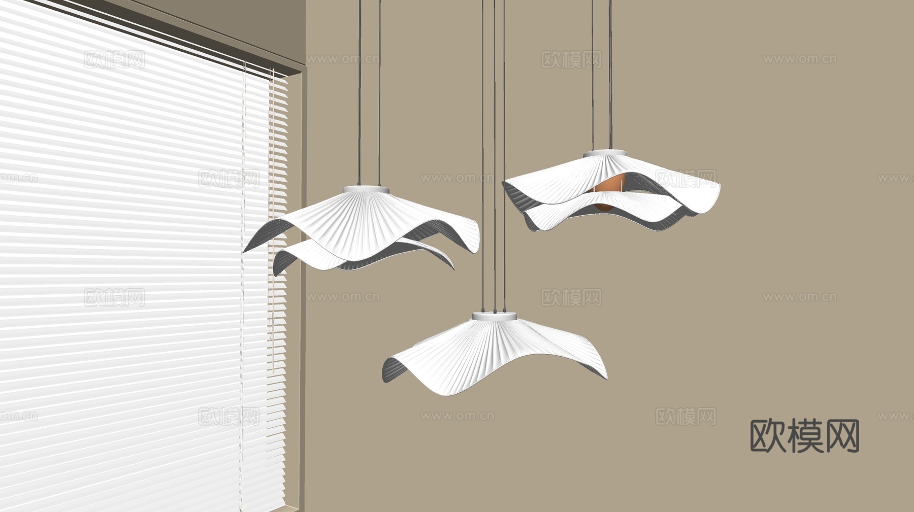 现代简约吊灯 北欧风吊灯 地中海风格吊灯 书房灯组合 餐厅灯su模型下载（渲染图2）