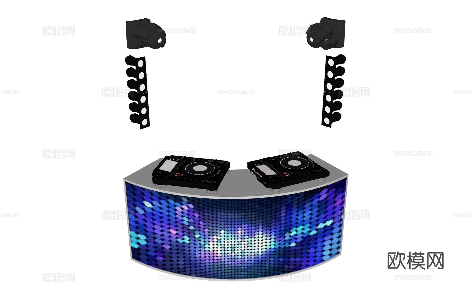 DJ乐器打碟电器   前台音响闪光灯su模型下载（渲染图2）