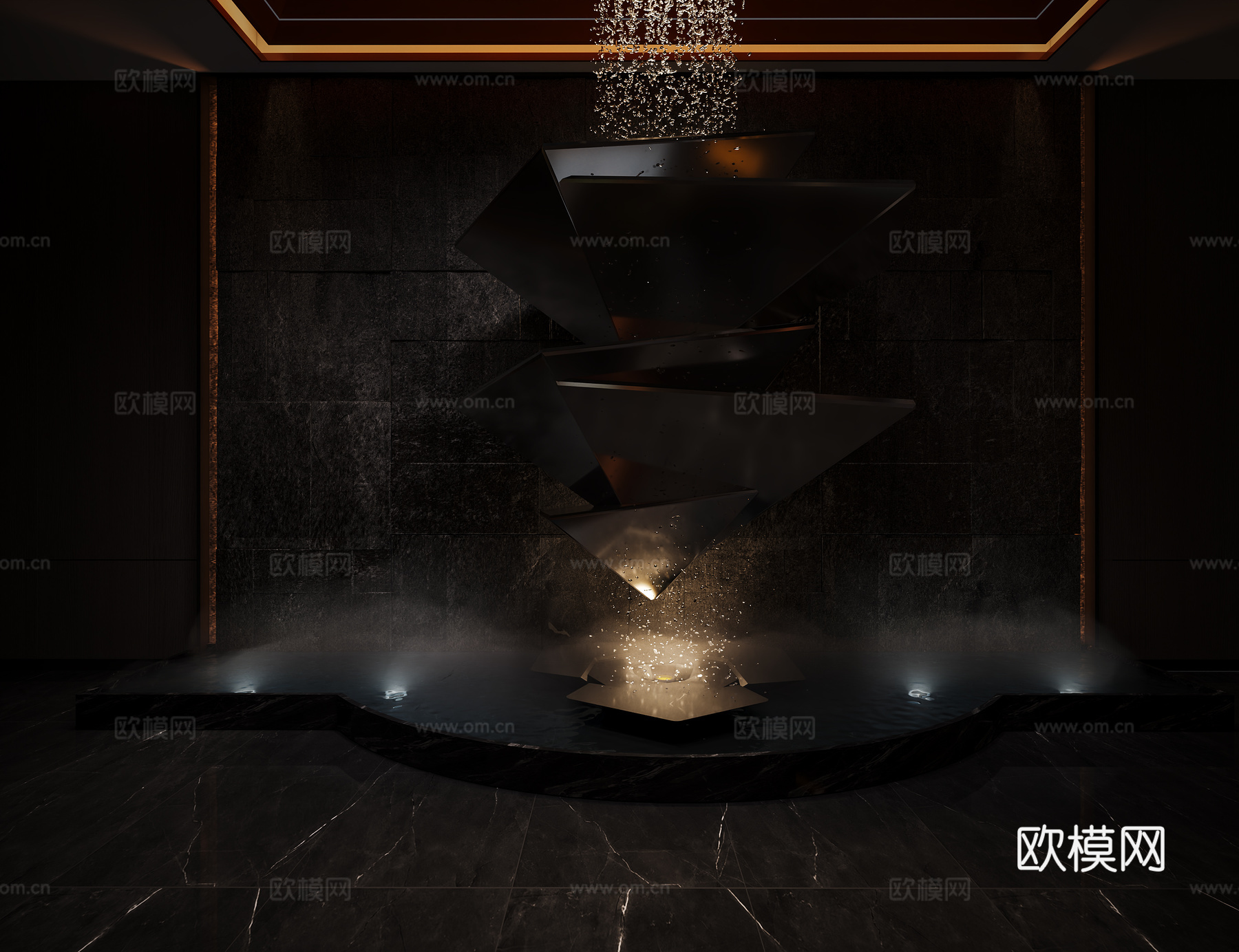 暗黑风大厅3d模型下载（渲染图4）