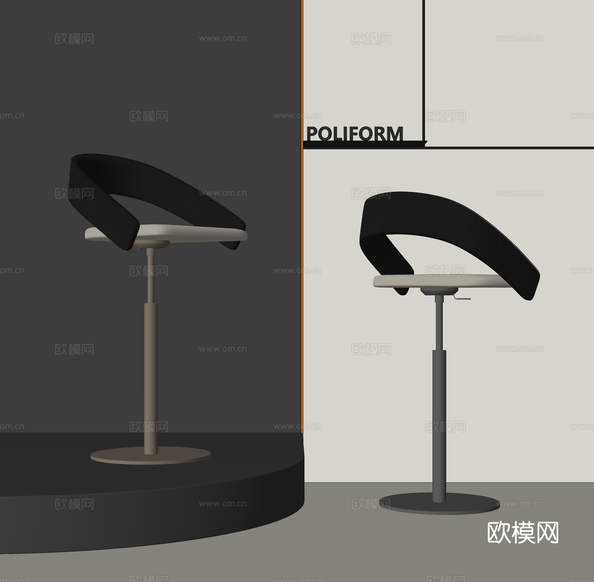 现代吧椅 极简吧椅 金属吧椅su模型下载(渲染图2)