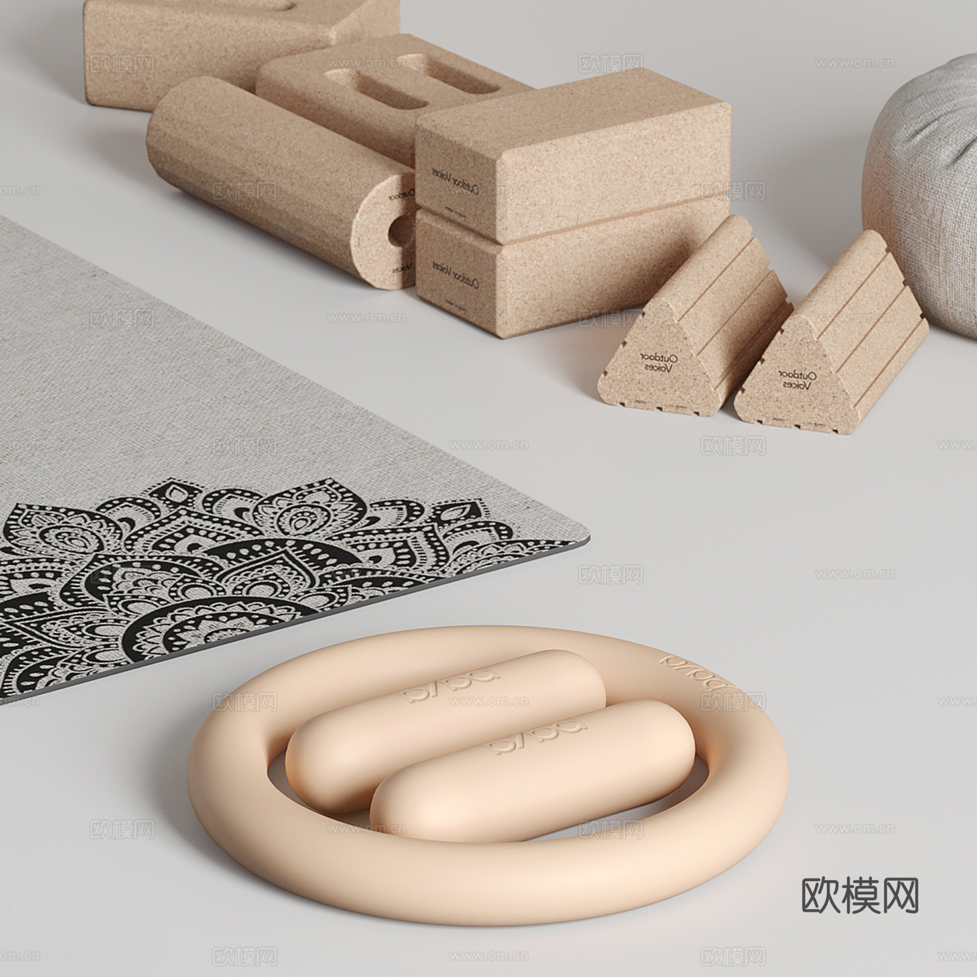 禅意瑜伽室 瑜伽用品su模型下载（渲染图2）