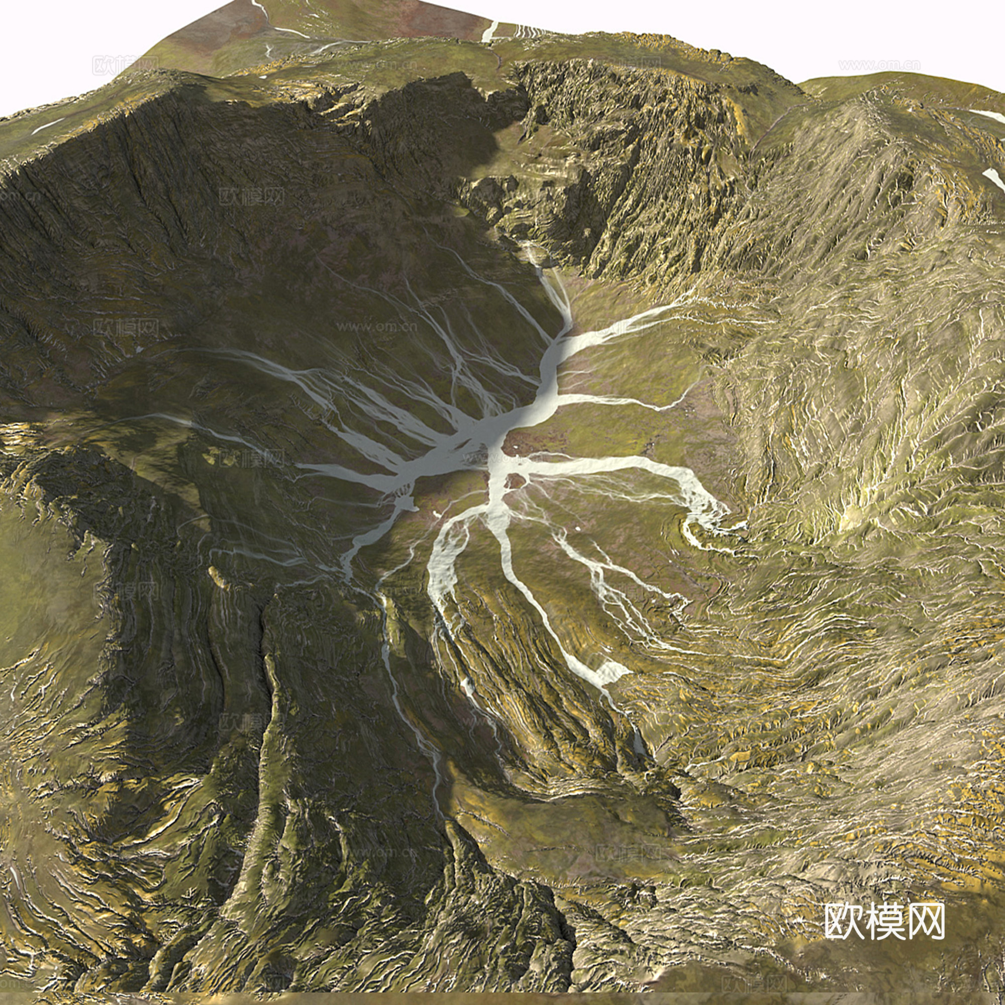 现代群山 山脉地形 假山3d模型