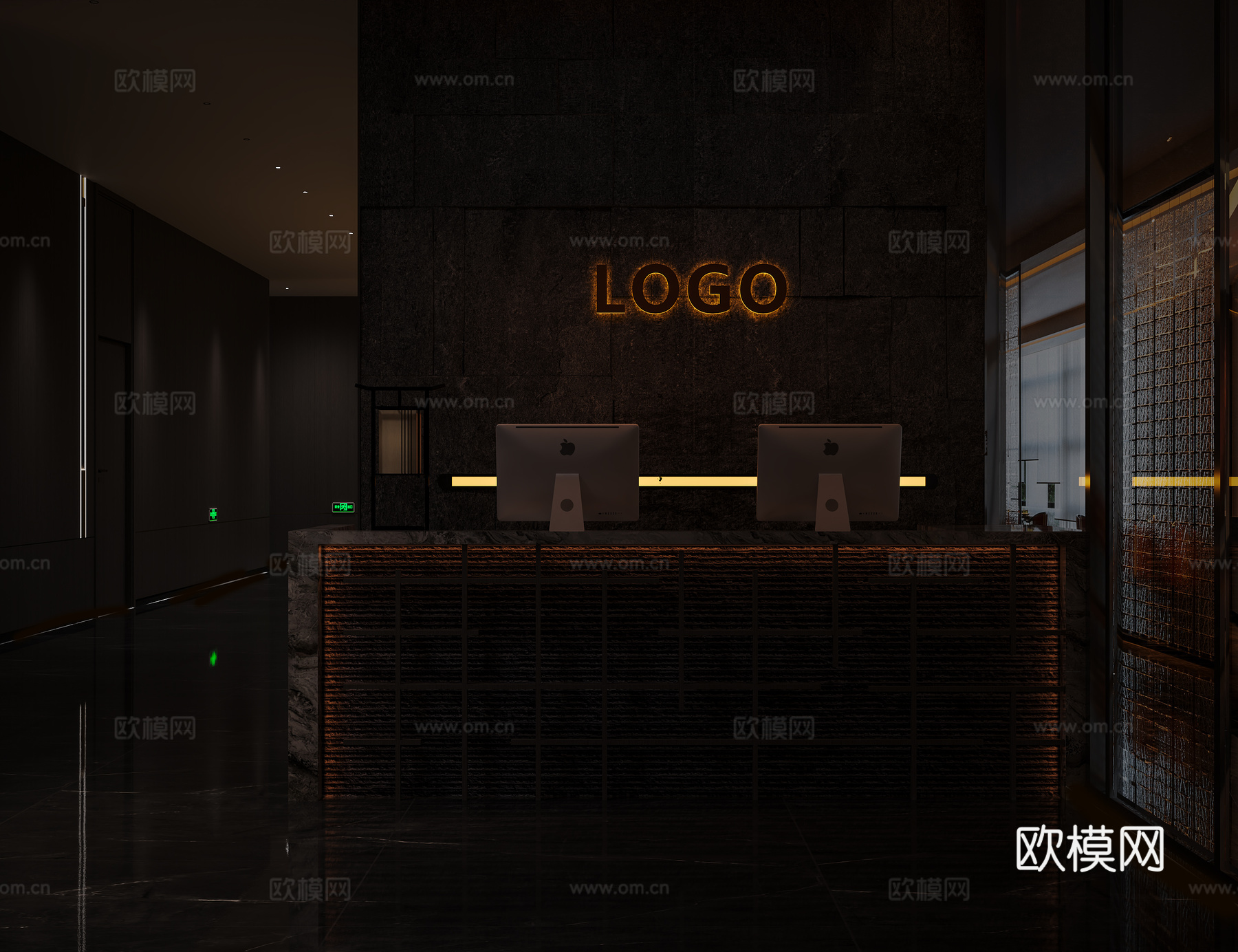 暗黑风大厅3d模型下载（渲染图3）
