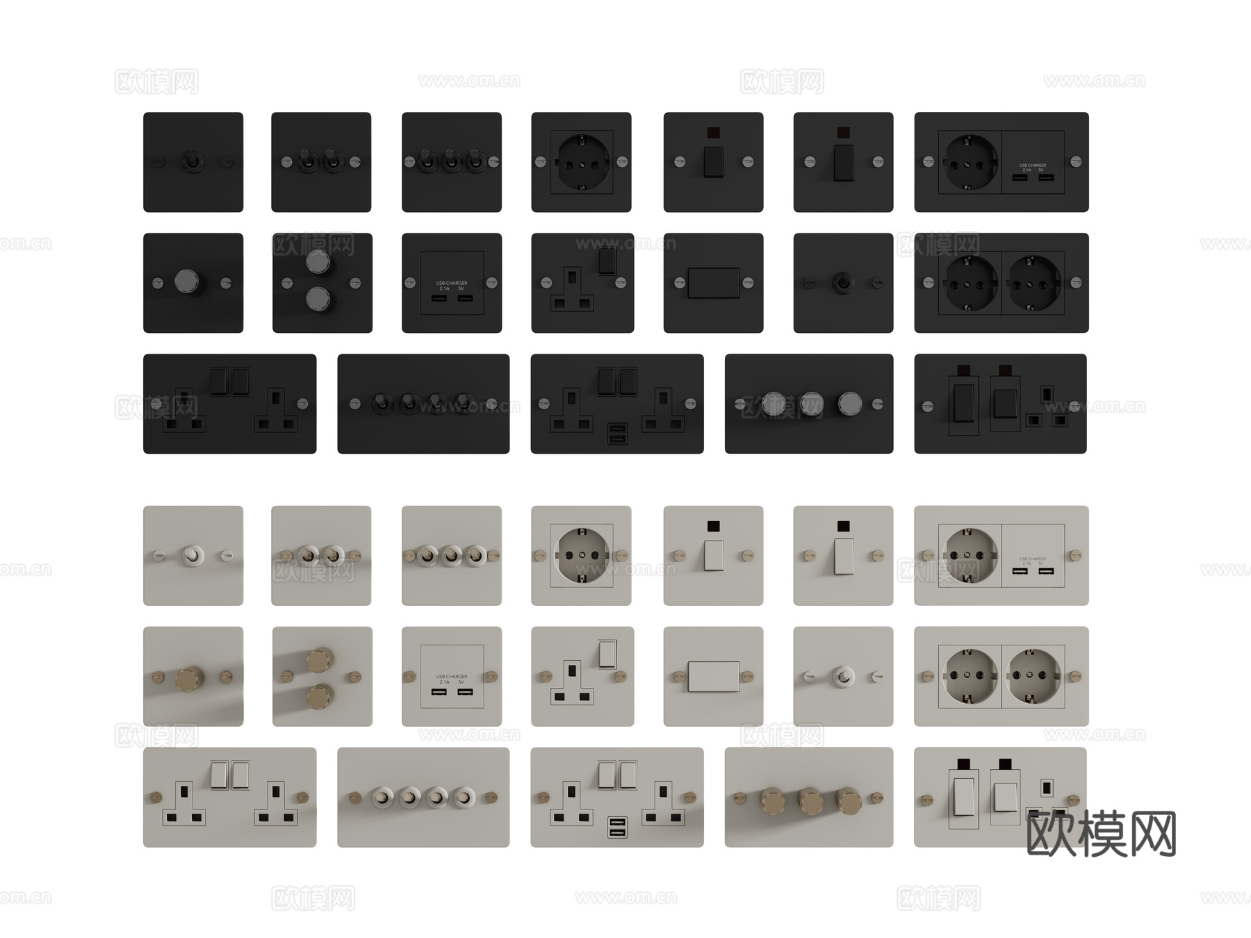 现代开关插座su模型