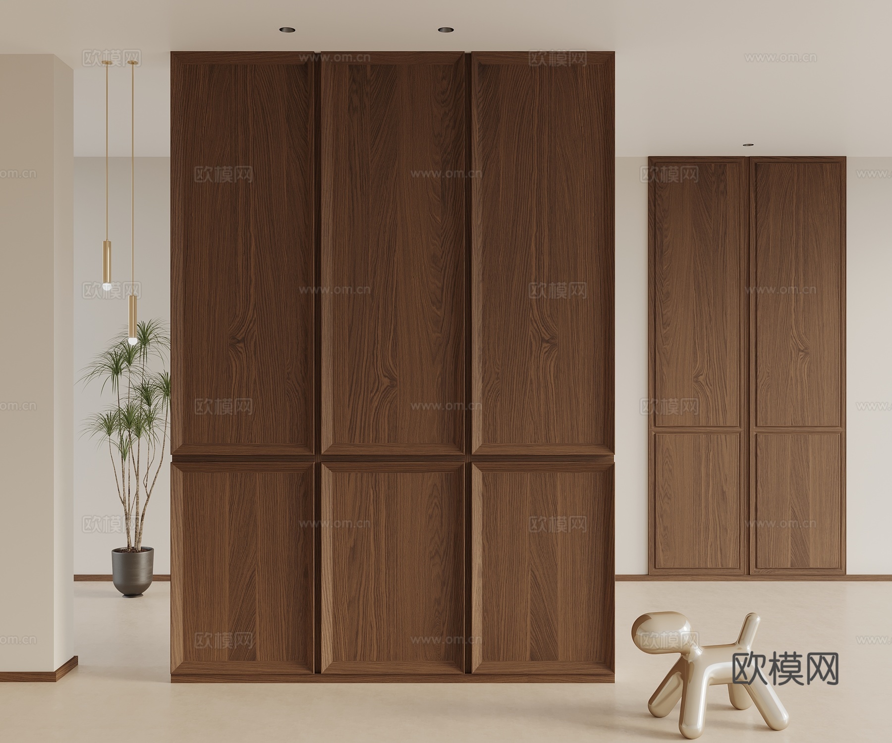 新中式 护墙板su模型下载（渲染图1）