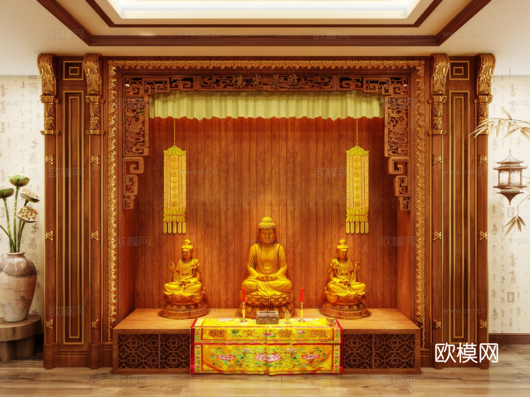 佛龛 神龛 供台 香炉台 蜡烛台3d模型下载