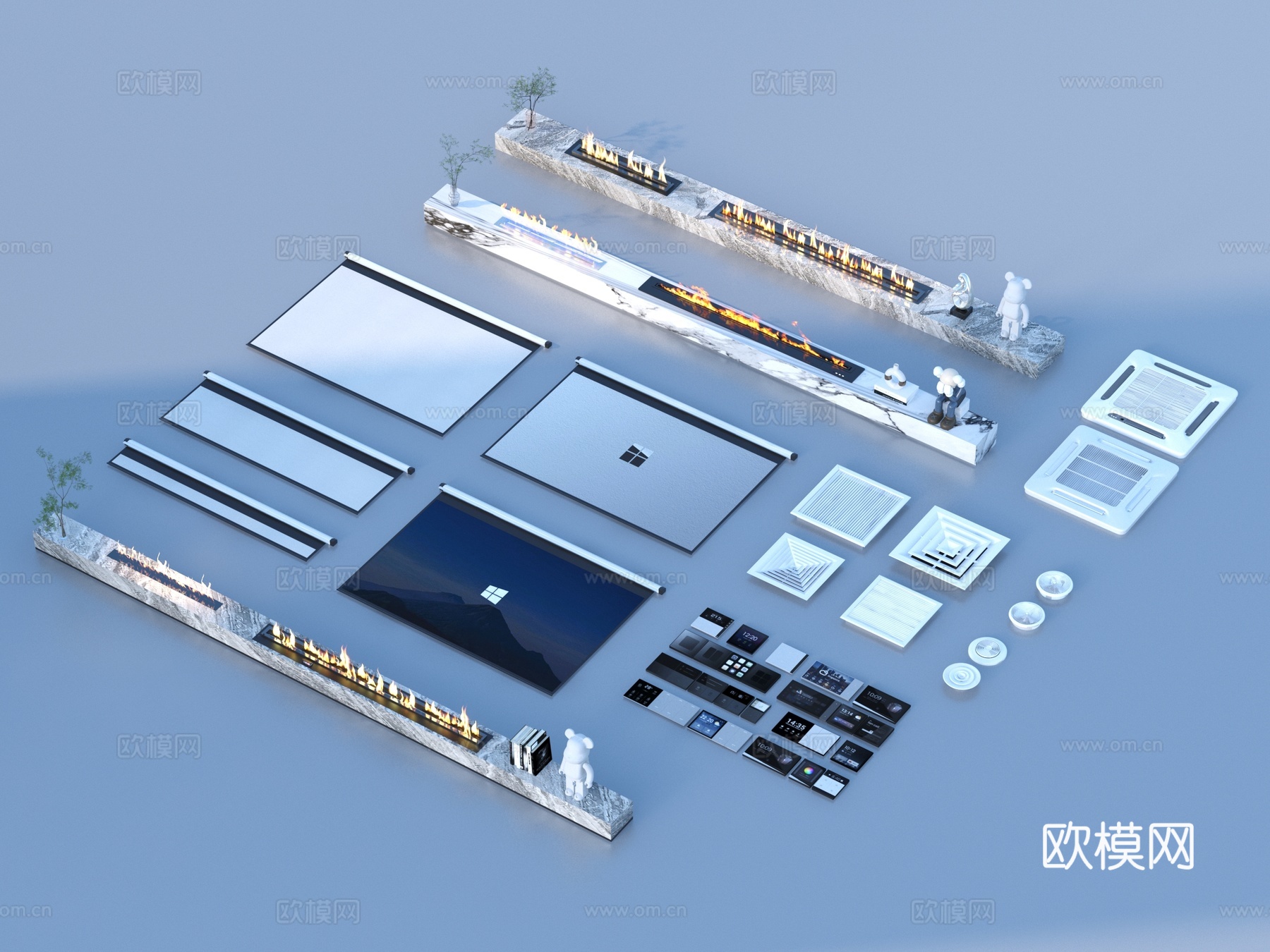 壁炉 出风口 开关 小家电3d模型