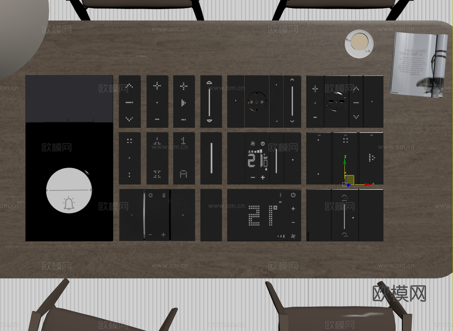 现代电梯开关 开关按钮su模型