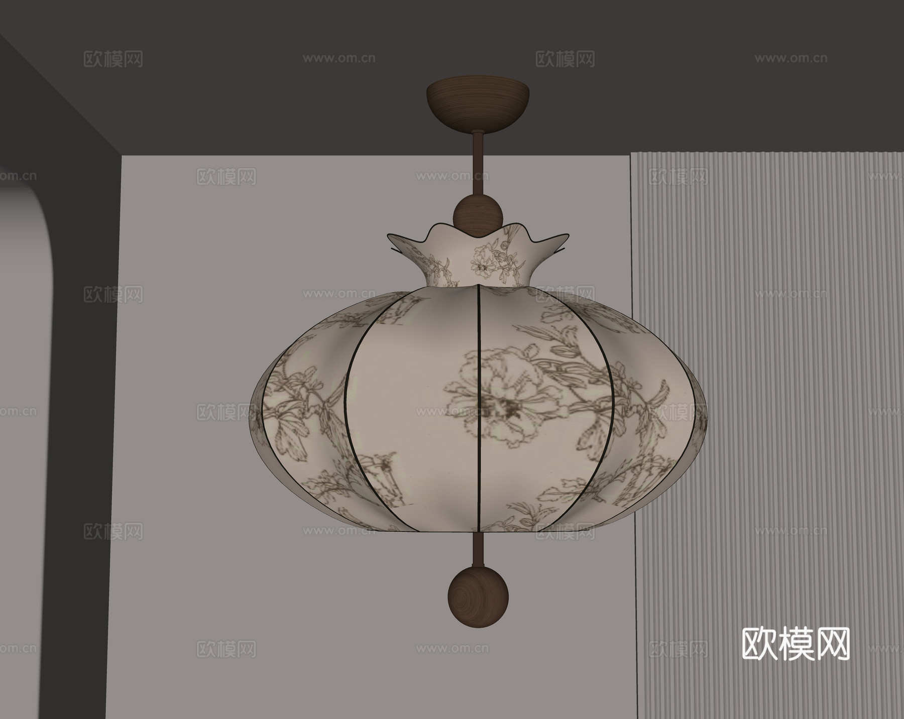 中古风吊灯su模型下载（渲染图2）