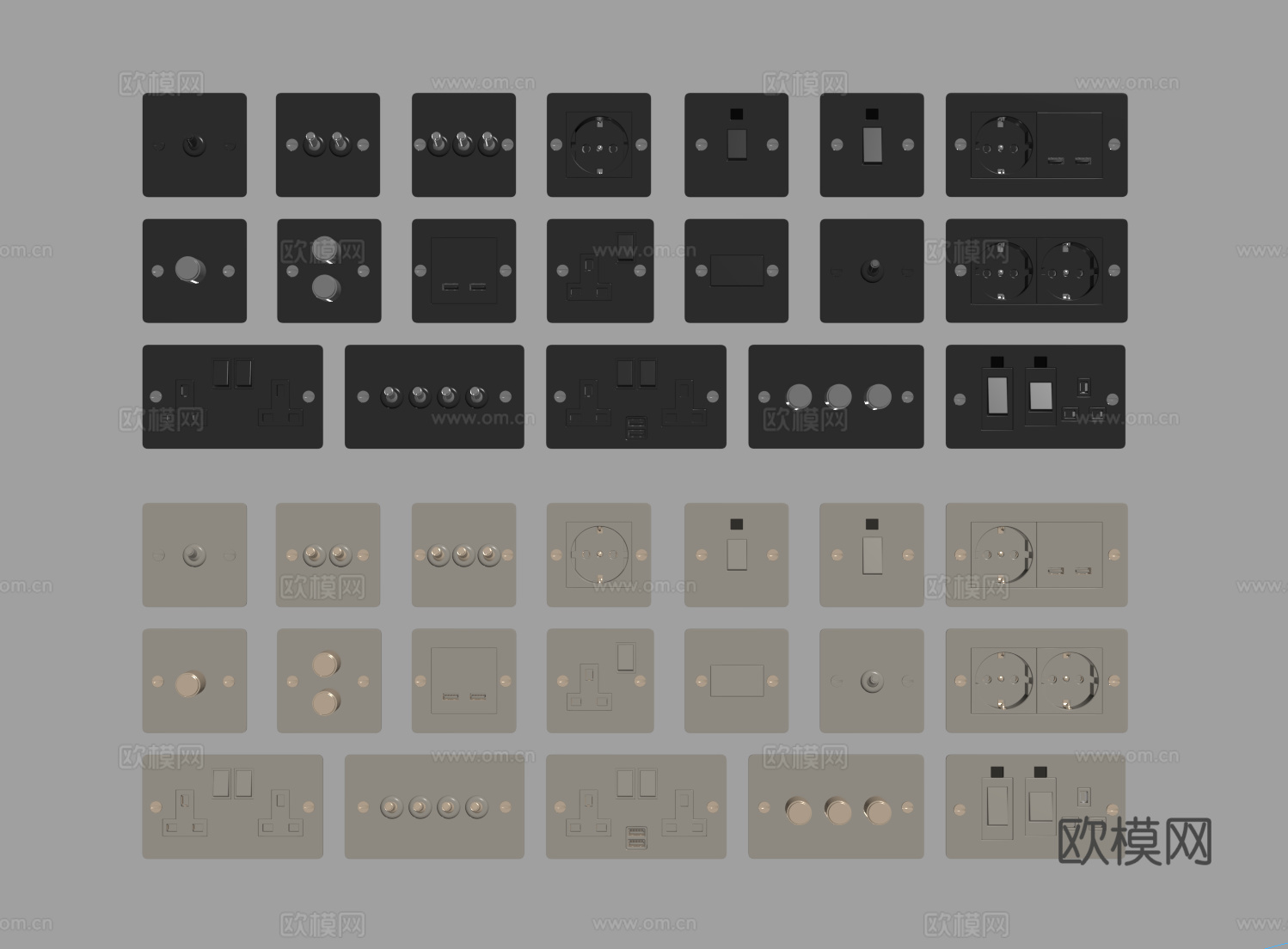 现代开关插座su模型