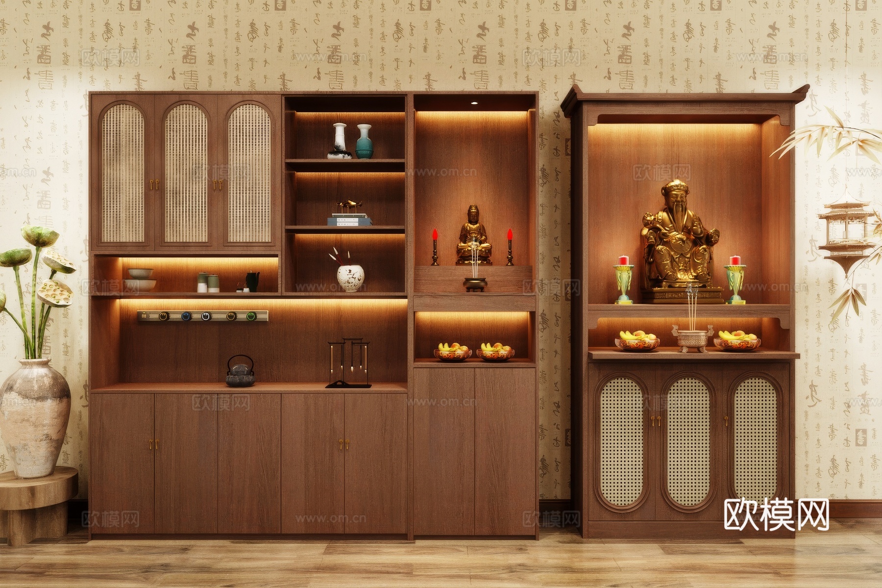 佛龛 神龛 供台 香炉台 蜡烛台3d模型下载