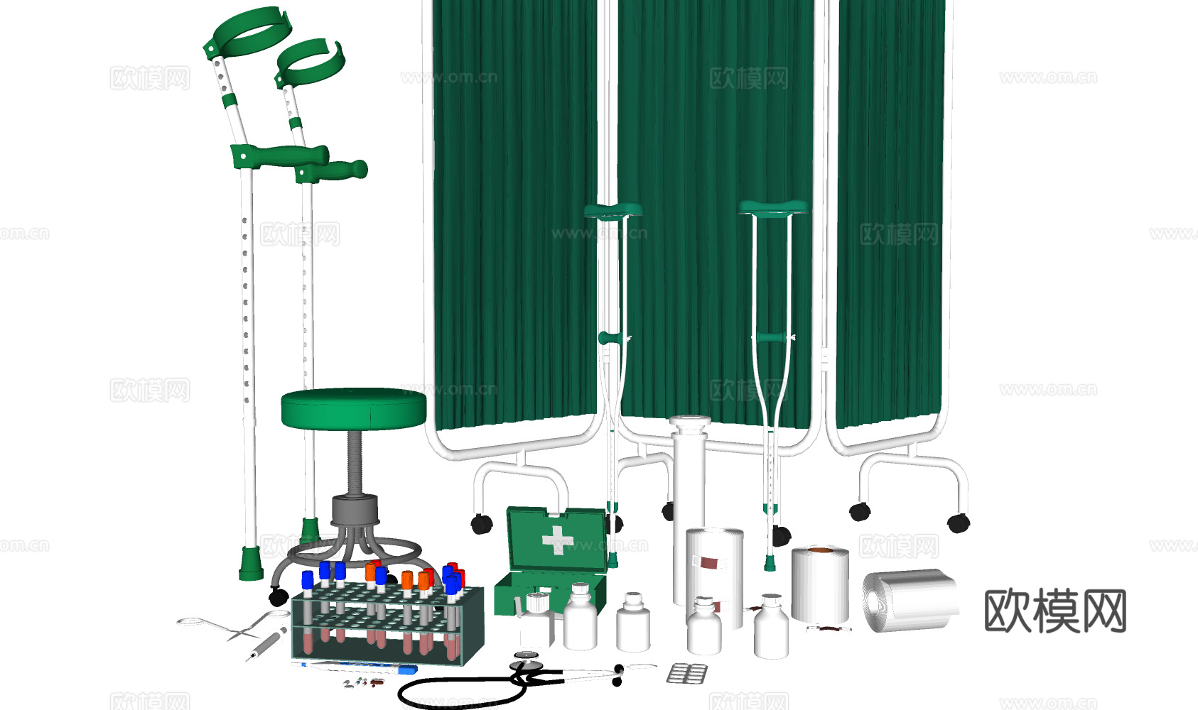 现代医疗器材 医疗器材组合 医疗用品 医疗器具3d模型