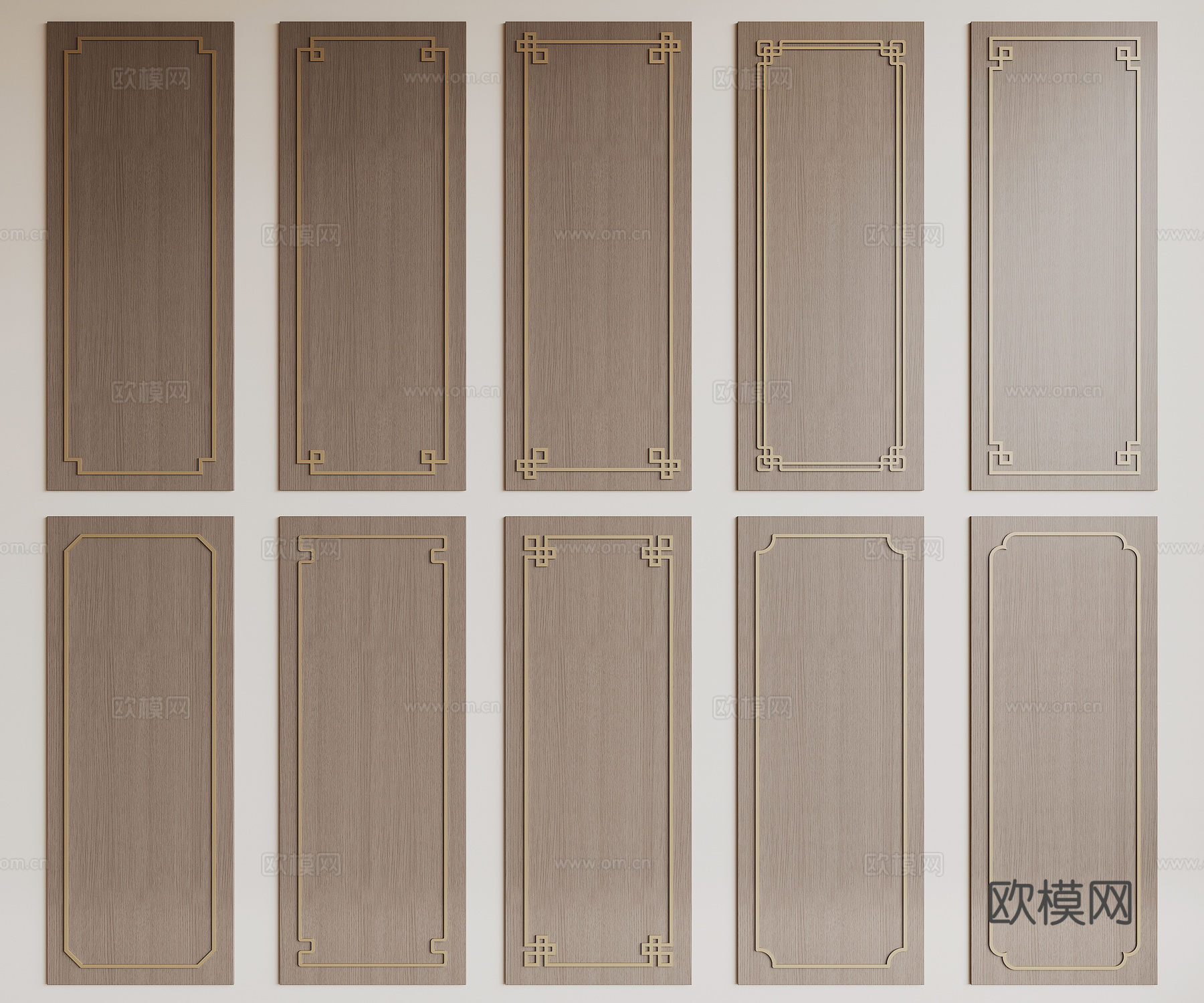 新中式护墙板su模型下载（渲染图1）