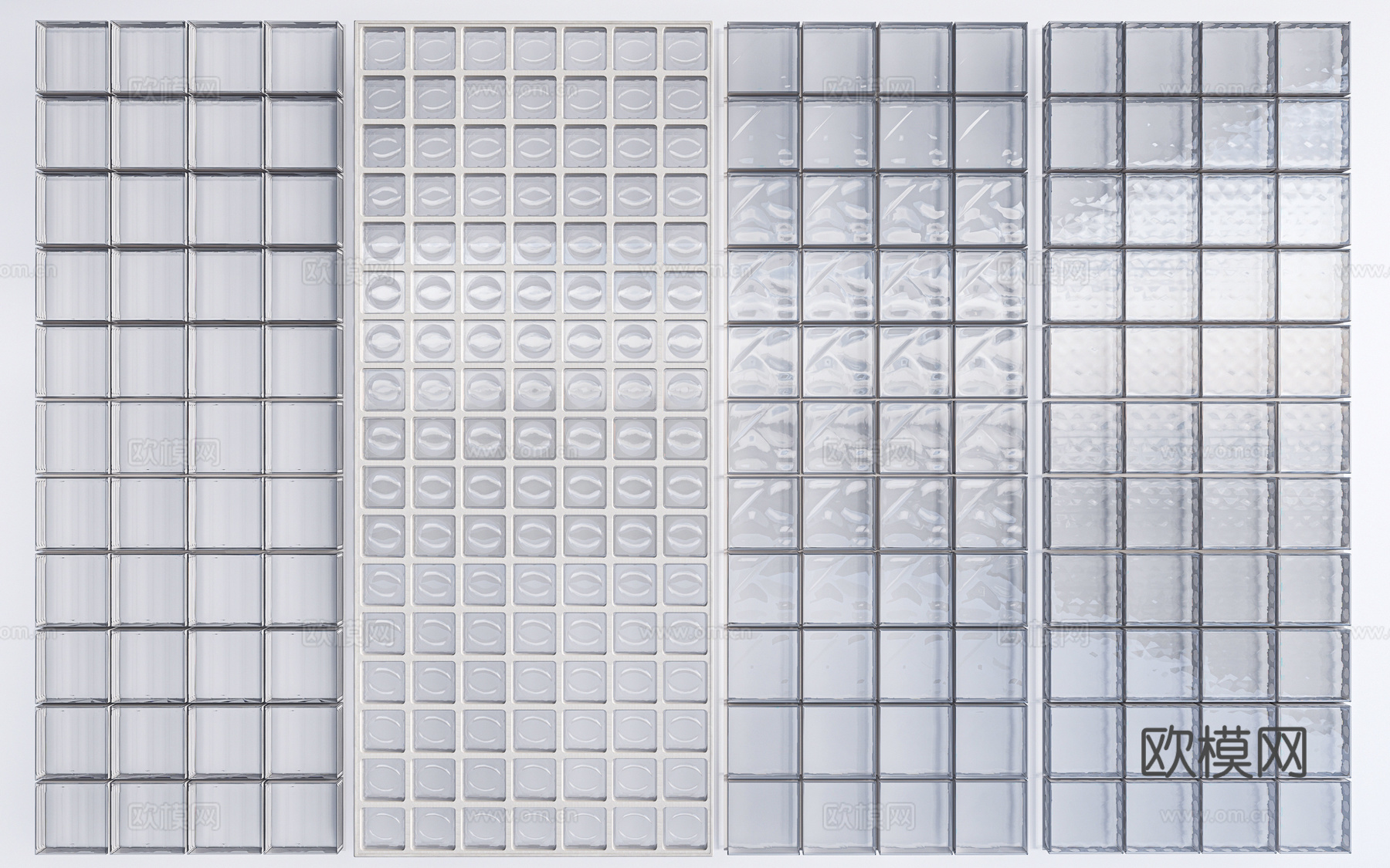 现代玻璃砖隔断 玻璃玻璃砖屏风 玻璃砖玄关隔断su模型下载（渲染图1）