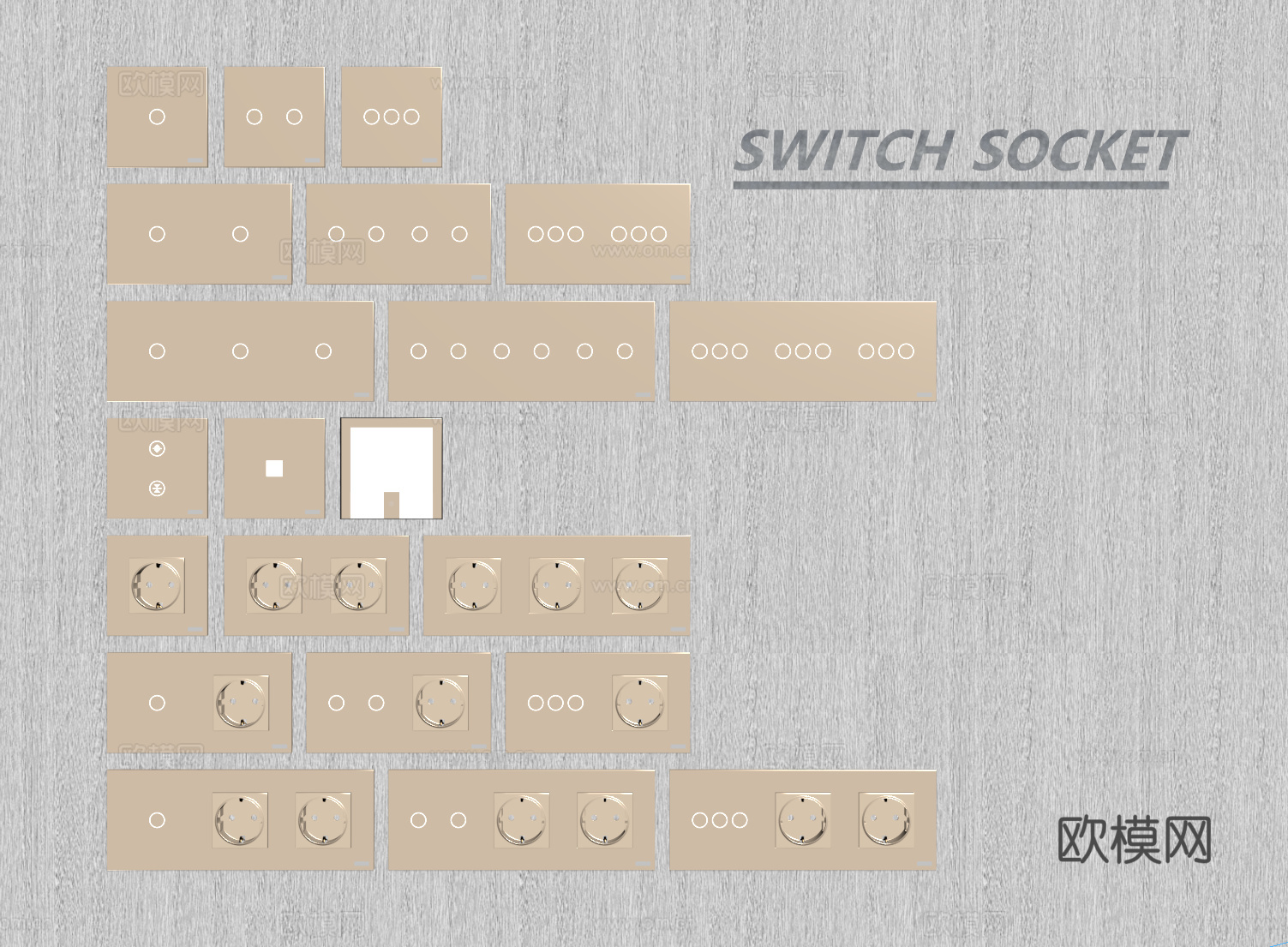 现代智能开关 开关门铃su模型