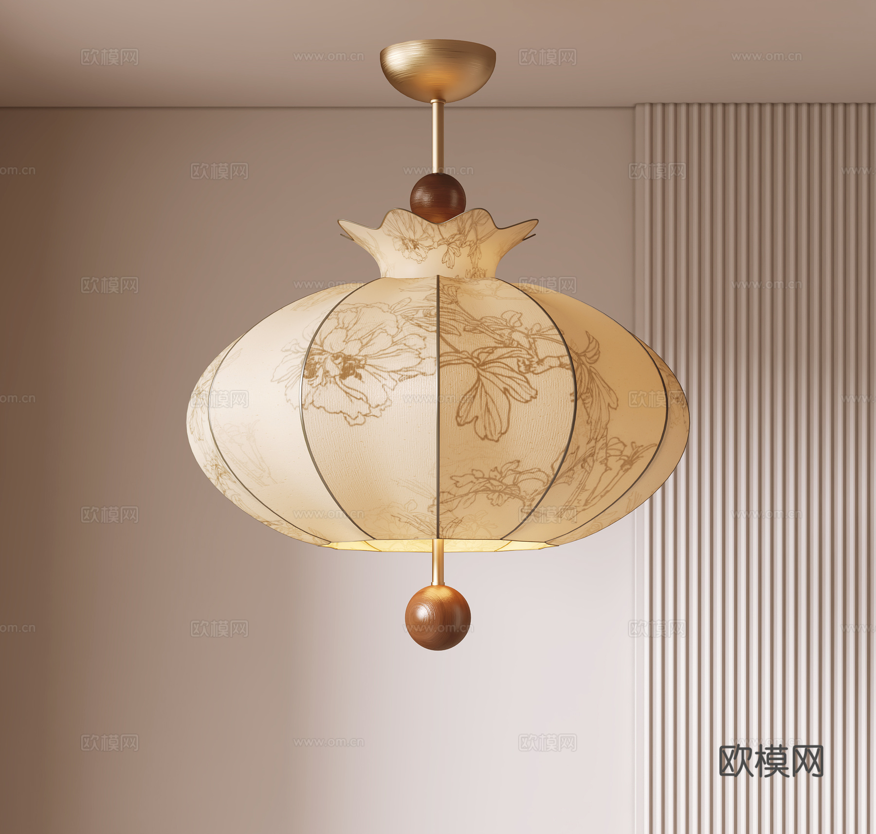 中古风吊灯su模型下载（渲染图1）