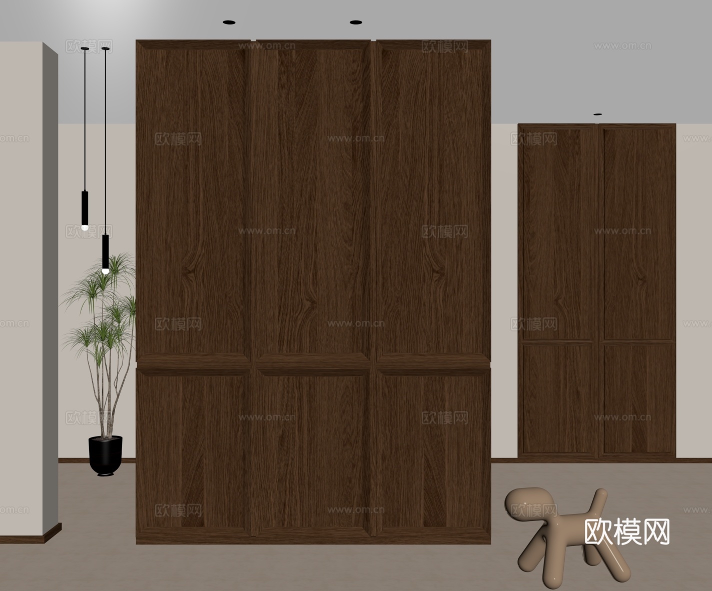 新中式 护墙板su模型下载（渲染图2）