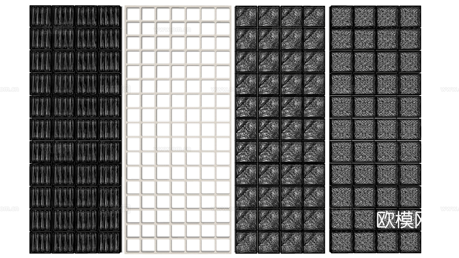 现代玻璃砖隔断 玻璃玻璃砖屏风 玻璃砖玄关隔断su模型下载（渲染图3）