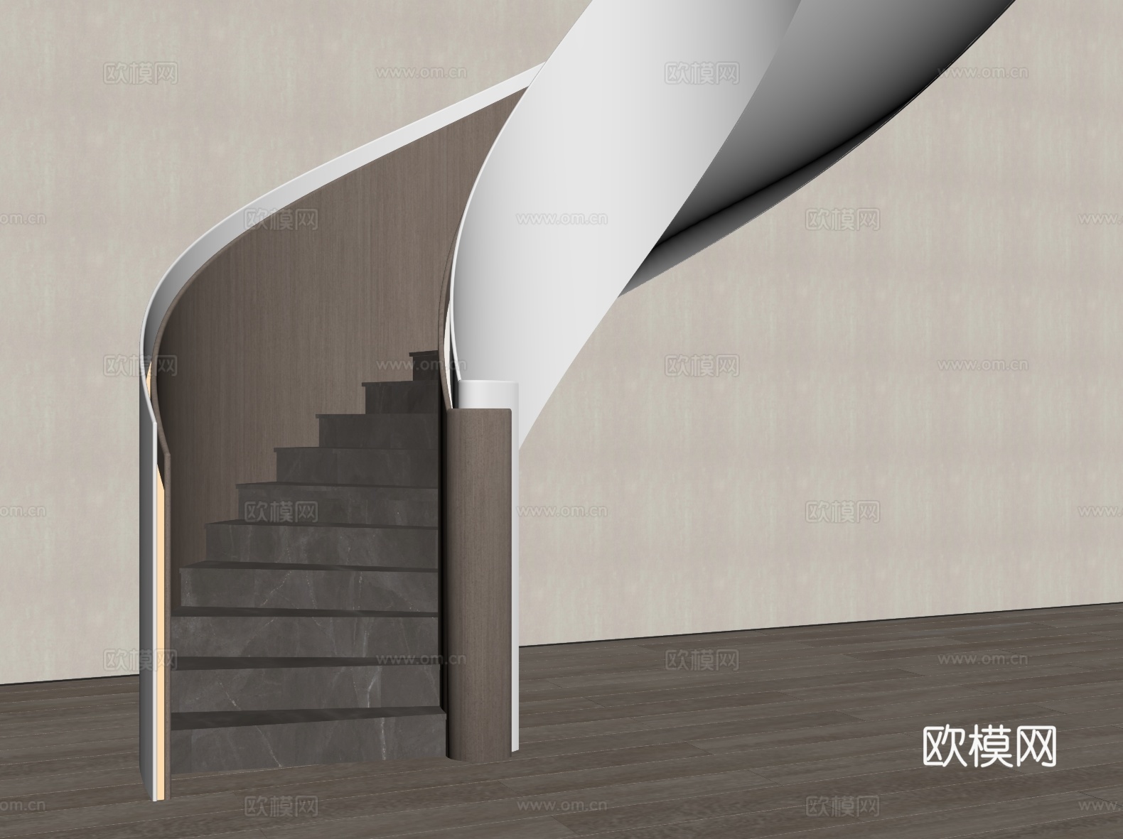弧形楼梯su模型下载（渲染图2）