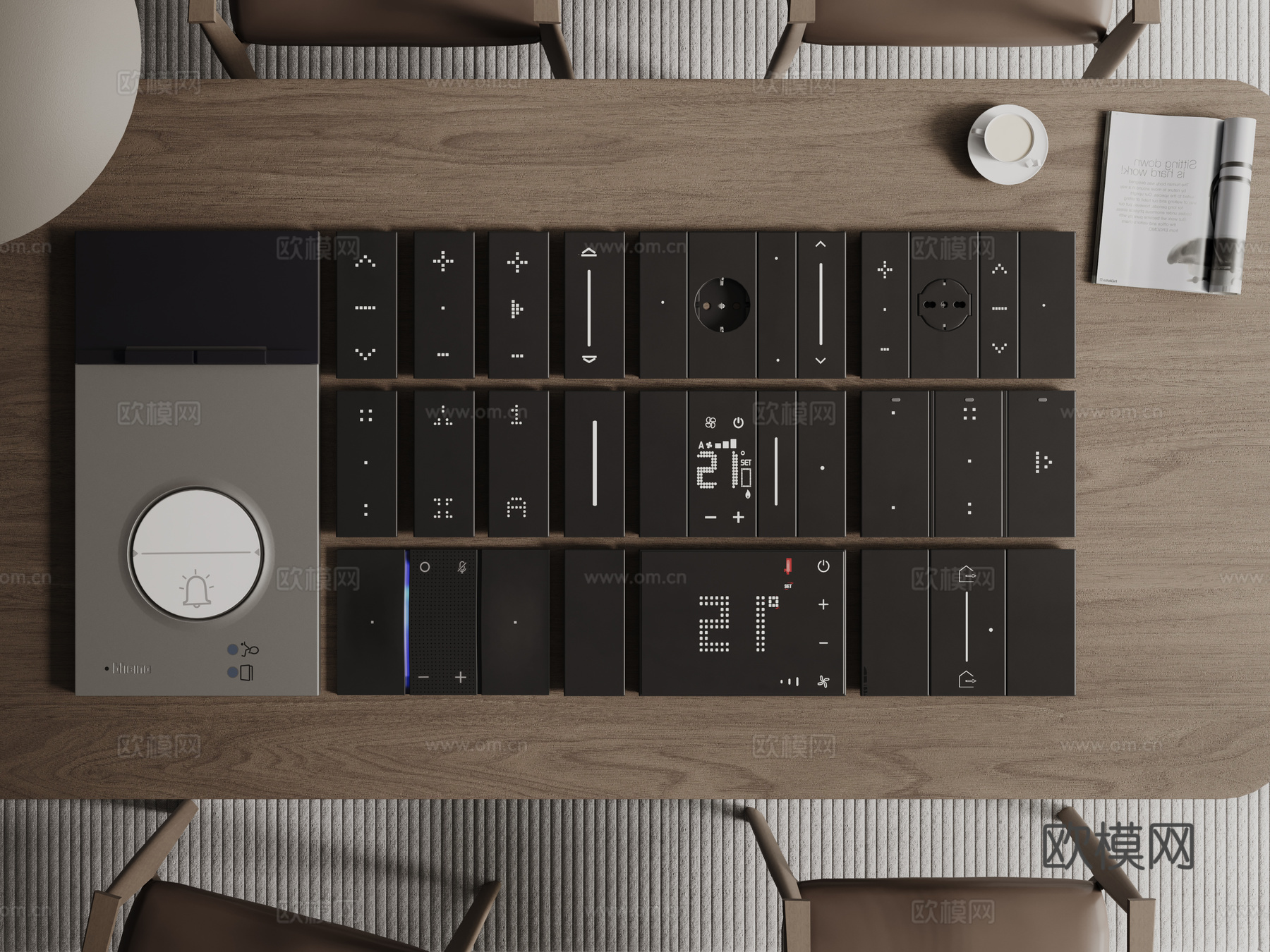 现代电梯开关 开关按钮su模型