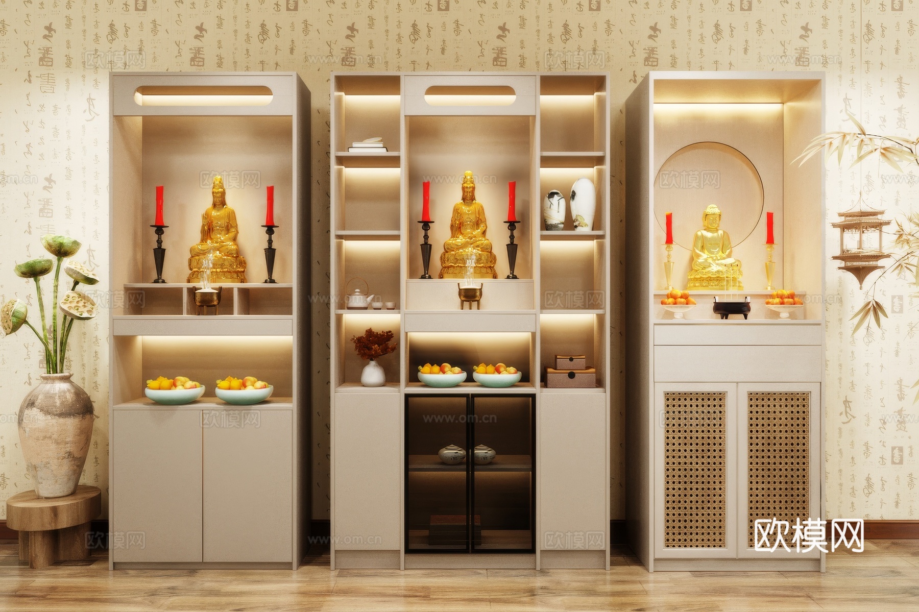 佛龛 神龛 供台 香炉台 蜡烛台3d模型下载