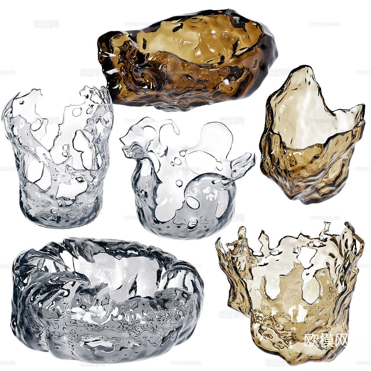 新中式玻璃器皿3d模型