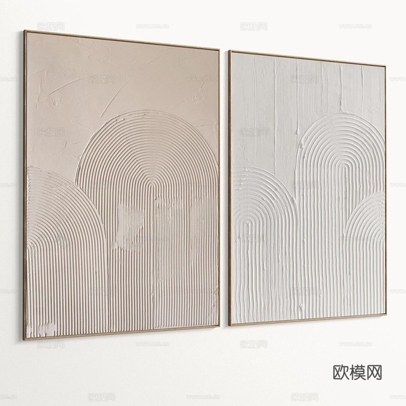 新中式挂画3d模型下载(渲染图2)